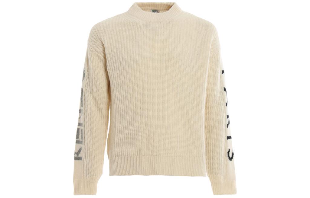 KENZO White Loose Fit Knit Sweater Crewneck Long Sleeve F965PU2223LE-03