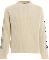 KENZO White Loose Fit Knit Sweater Crewneck Long Sleeve F965PU2223LE-03 KENZO White Loose Fit Knit Sweater Crewneck Long Sleeve F965PU2223LE-03