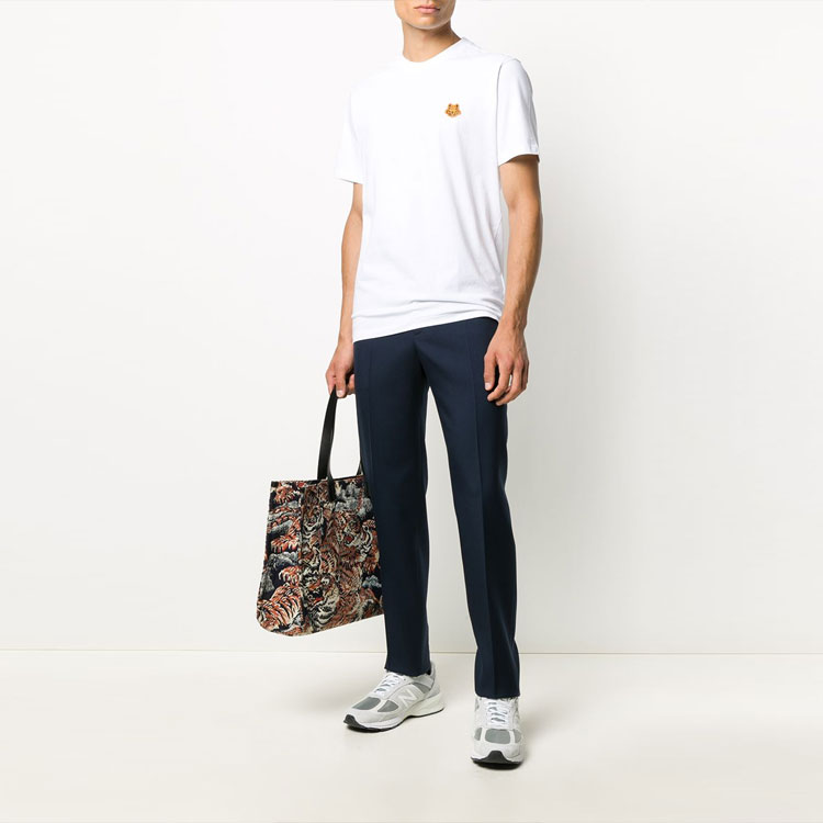 KENZO White T-Shirt with Small Tiger Head Graphic FA65TS0034SJ-01 圖 5