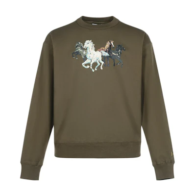 Kenzo Winter Fleece Crewneck Sweatshirt Loose Fit - Army Green FA65SW5114MG-50