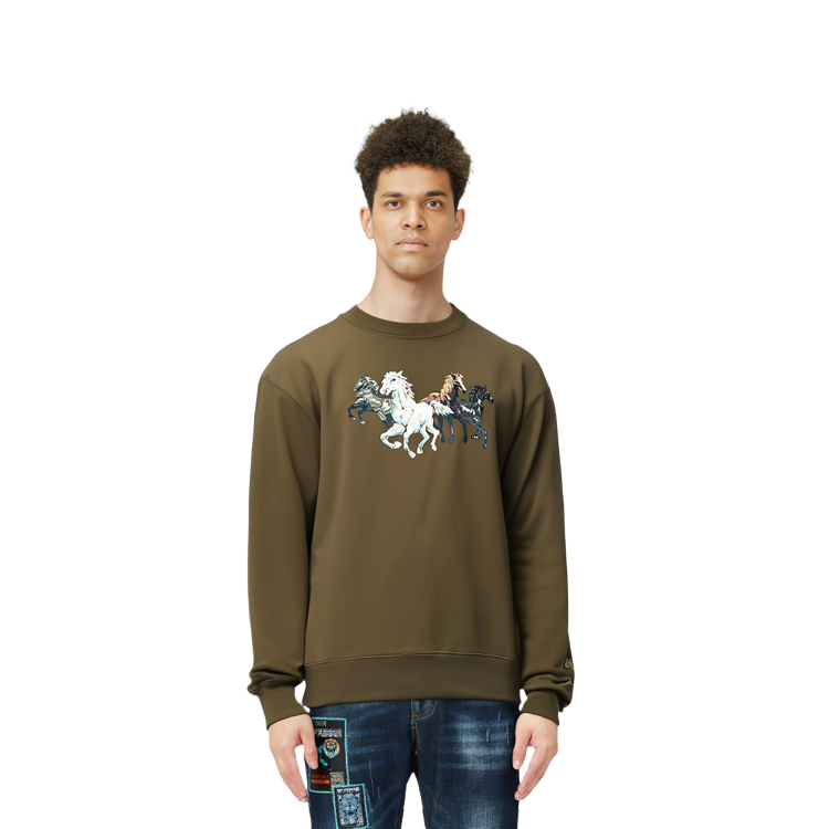 Kenzo Winter Fleece Crewneck Sweatshirt Loose Fit - Army Green FA65SW5114MG-50 圖 5