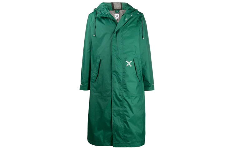 KENZO X-Logo Long Hooded Coat Green FA65OU5601NJ-56