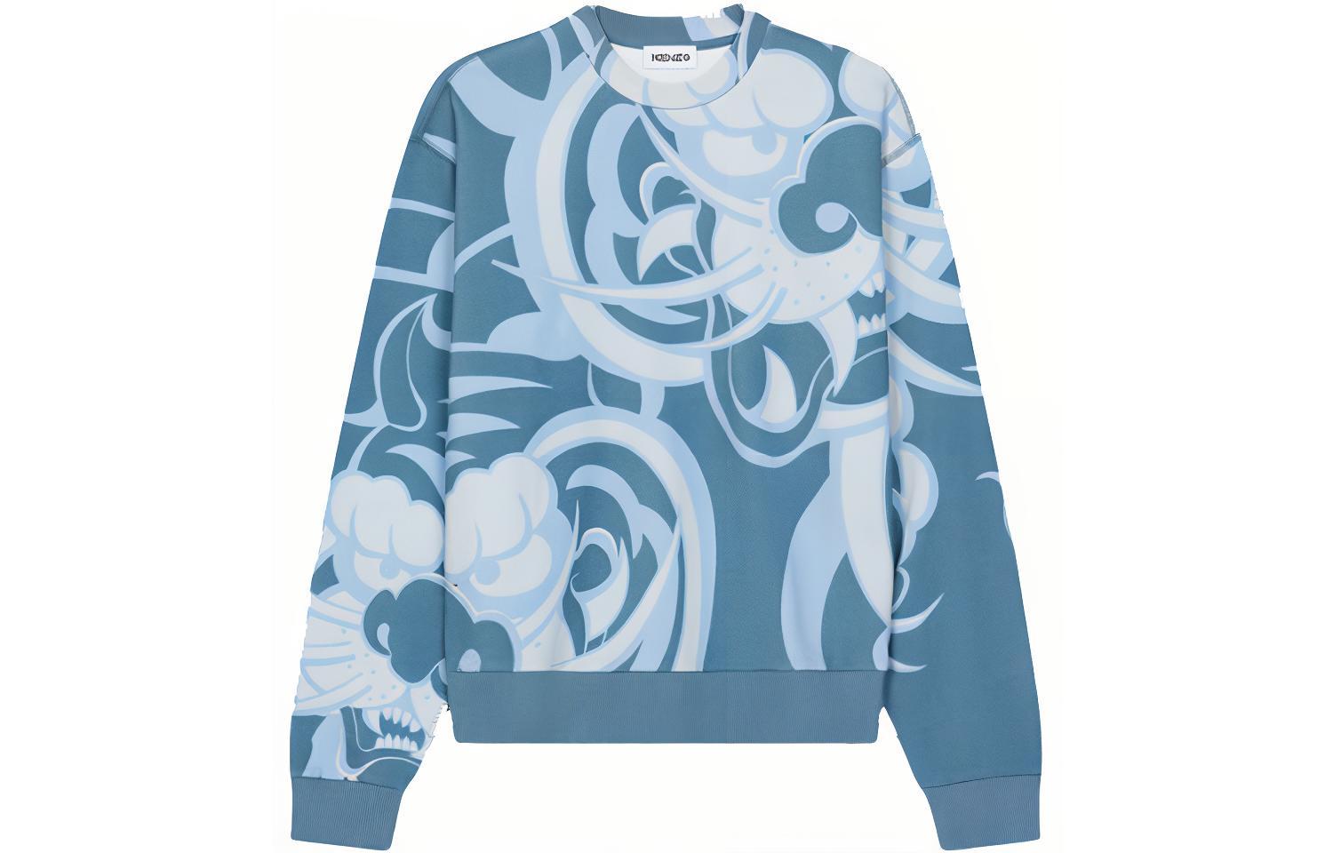KENZO Kansai Yamamoto SS21 Blue Printed Long Sleeve Crewneck Sweatshirt Men FB55SW3634ML-67