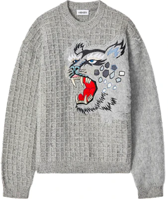 KENZO x Kansai Yamamoto 2021春夏虎卡通灰色羊毛毛衣 FB55PU5423AE-95 Buy KENZO x Kansai Yamamoto 2021春夏虎卡通灰色羊毛毛衣 FB55PU5423AE-95