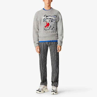 KENZO x Kansai Yamamoto 2021春夏虎卡通灰色羊毛毛衣 FB55PU5423AE-95 Lookbook KENZO x Kansai Yamamoto 2021春夏虎卡通灰色羊毛毛衣 FB55PU5423AE-95