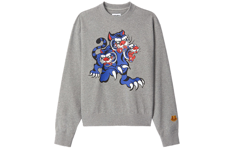 KENZO Kansaiyamamoto SS21 Three Tigers Graphic Crewneck Sweatshirt Grey FB55SW0134ML-95