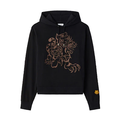 KENZO Kansaiyamamoto SS21 Tiger Print Drawstring Hoodie Black Menswear FB55SW3204ML-99