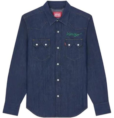 KENZO x Levi's Embroidered Denim Button-Up Unisex Long Sleeve Shirt Blue FD65DC414LE6-DM Buy KENZO x Levi's Embroidered Denim Button-Up Unisex Long Sleeve Shirt Blue FD65DC414LE6-DM