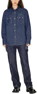 KENZO x Levi's Embroidered Denim Button-Up Unisex Long Sleeve Shirt Blue FD65DC414LE6-DM Shop KENZO x Levi's Embroidered Denim Button-Up Unisex Long Sleeve Shirt Blue FD65DC414LE6-DM