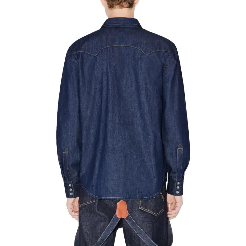 Cheap KENZO x Levi's Embroidered Denim Button-Up Unisex Long Sleeve Shirt Blue FD65DC414LE6-DM