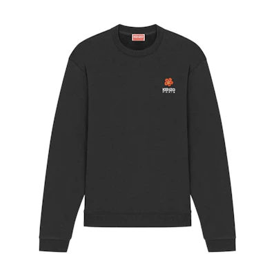 KENZO Nigo Black Crewneck Sweatshirt with Floral Logo Embroidery. FC65SW4124MF-99J
