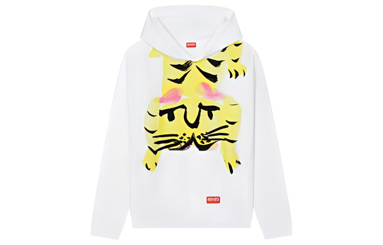 KENZO Nigo  White Tiger Graphic Pullover Hoodie FC65SW4294MI-01
