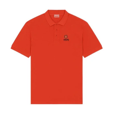KENZO Nigo Boke Flower FW23 Red Embroidered Logo Unisex Polo Shirt. FC65PO0024PU-21
