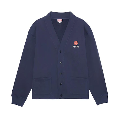 KENZO Nigo BOKE Flower Knit Cardigan Midnight Blue V-Neck Floral Design FD55SW4464ME-77
