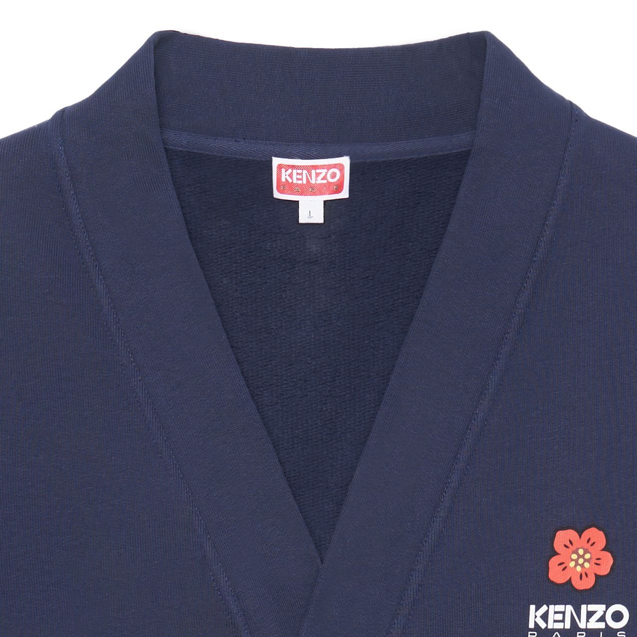 Shop KENZO x Nigo 山茶花针织开衫午夜蓝 V领花卉设计 FD55SW4464ME-77