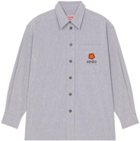 KENZO x Nigo Boke Flower Logo Print Collared Long Sleeve Shirt Midnight Blue. FD55CH5079LM-77-BU KENZO x Nigo Boke Flower Logo Print Collared Long Sleeve Shirt Midnight Blue. FD55CH5079LM-77-BU