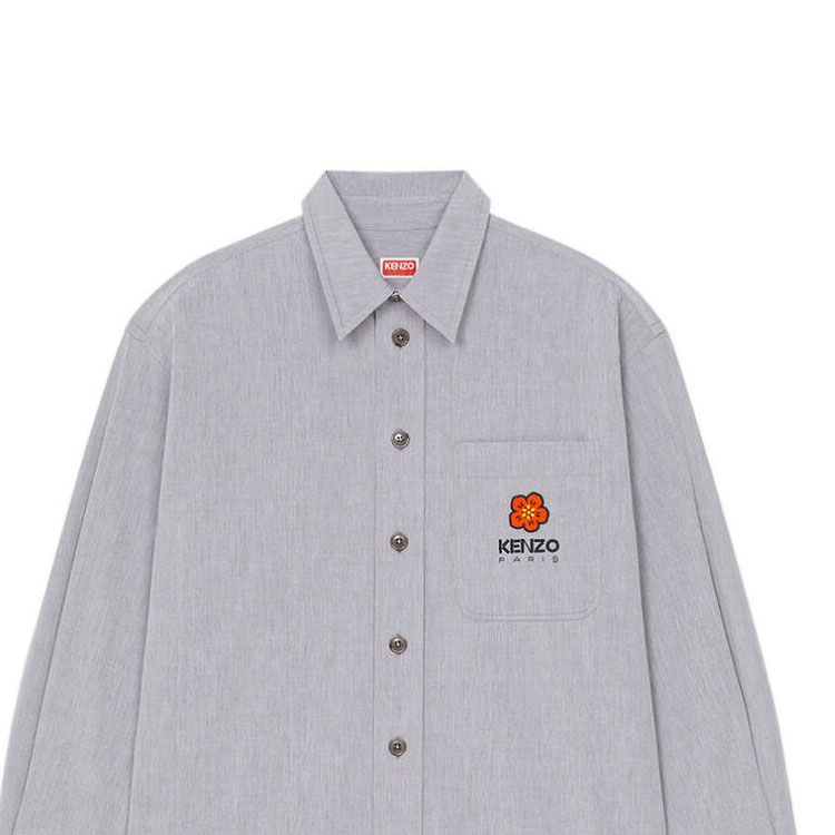 Shop KENZO x Nigo Boke 花卉標誌印花長袖襯衫午夜藍 FD55CH5079LM-77-BU