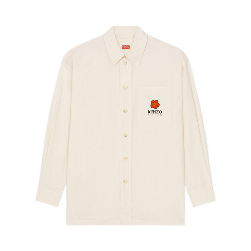 KENZO x Nigo Boke Flower Logo Print White Long-Sleeve Shirt for Men. FD55CH5079LM-03