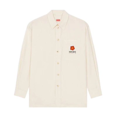 KENZO Nigo Boke Flower Logo Print White Long-Sleeve Shirt for Men. FD55CH5079LM-03