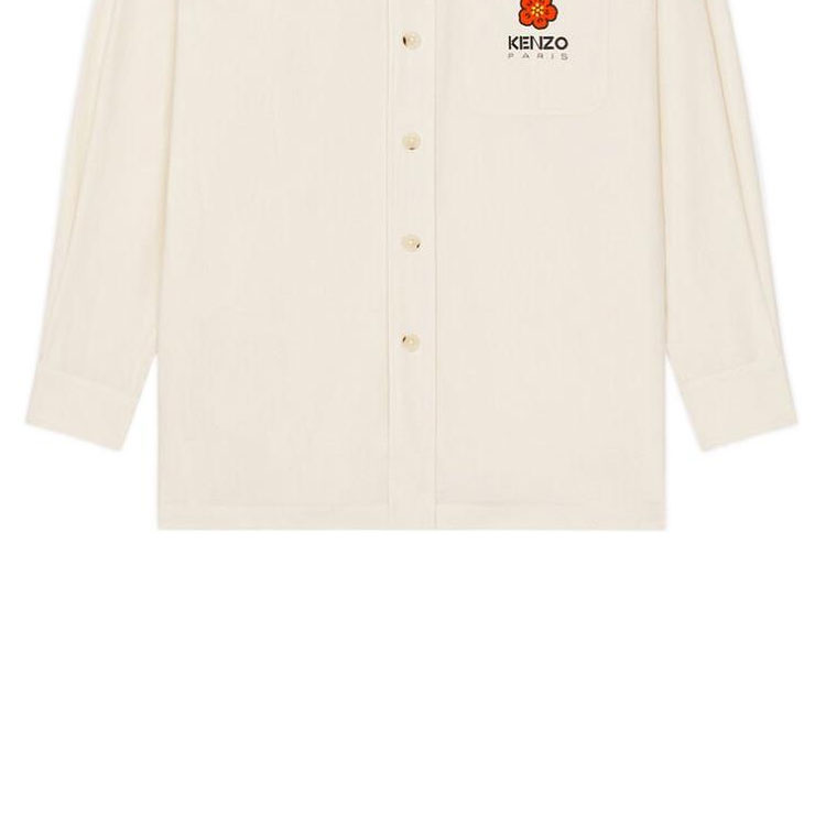 Details for 겐조 x 니고 보케 플라워 로고 프린트 화이트 남성 긴팔 셔츠. FD55CH5079LM-03