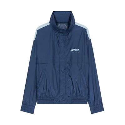 KENZO Nigo FW22 Blue Logo Print Colorblock Packable Hooded Jacket Men FC65BL1569NA-77