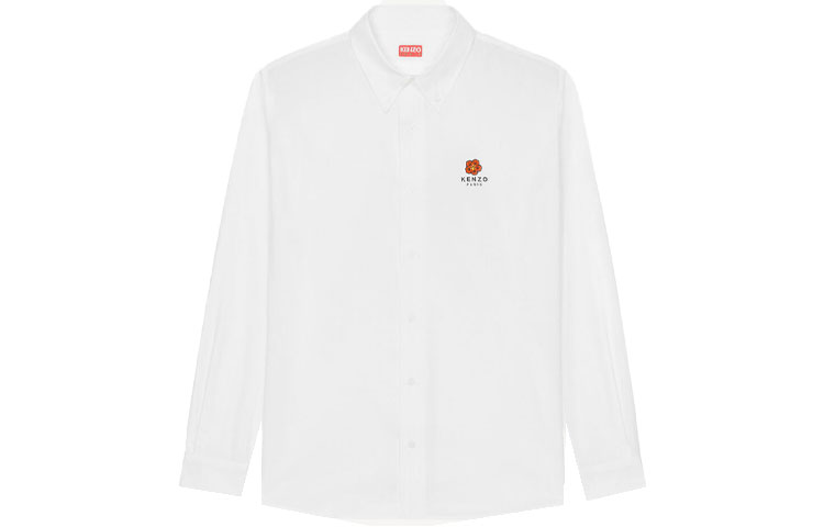 KENZO x Nigo FW22 BOKE Flower Embroidered Oversized White Shirt for Men. FC65CH4099LH-01