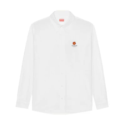 KENZO Nigo FW22 BOKE Flower Embroidered Oversized White Shirt for Men. FC65CH4099LH-01