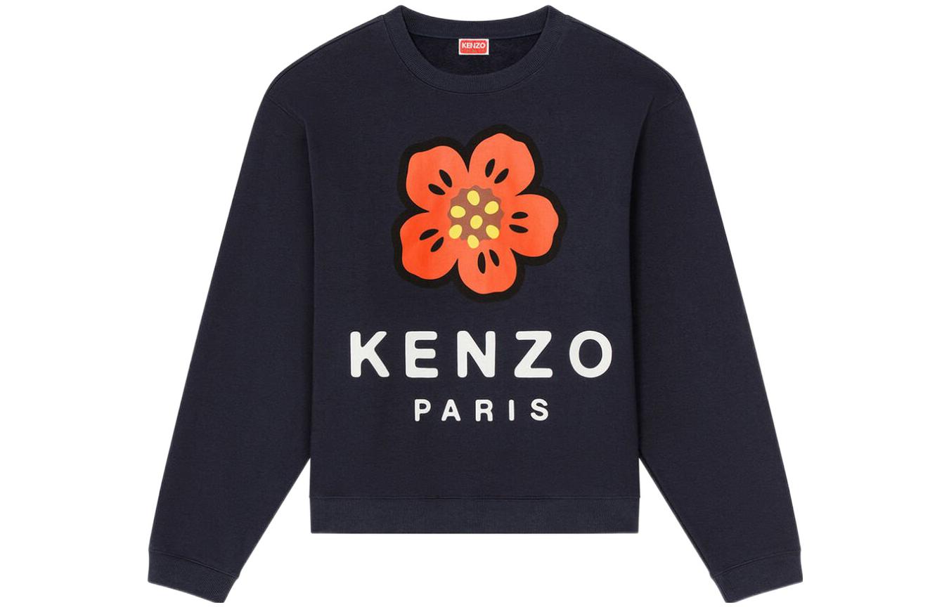 KENZO x Nigo FW22 Boke Flower Logo Print Navy Blue Long Sleeve Sweatshirt Men. FC65SW4104ME-77