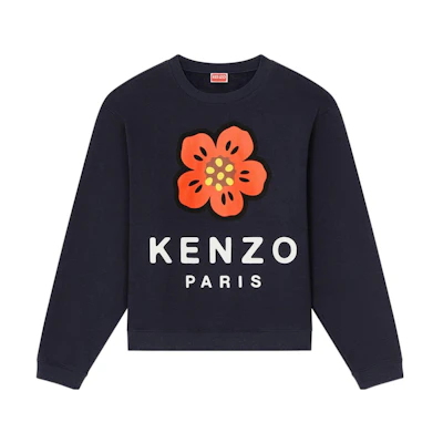 KENZO Nigo FW22 Boke Flower Logo Print Navy Blue Long Sleeve Sweatshirt Men. FC65SW4104ME-77