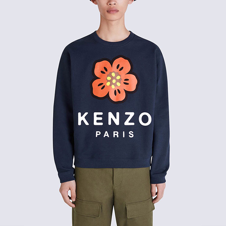 Details for KENZO x Nigo FW22 Boke Flower Logo Navy Blue Baju Lengan Panjang Lelaki. FC65SW4104ME-77