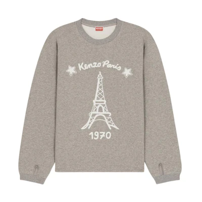 KENZO Nigo FW22 Eiffel Tower Print Grey Long Sleeve Sweatshirt Mens FC65SW0464MB-23-GY