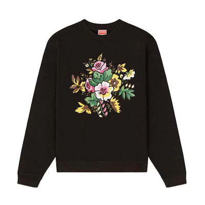 KENZO Nigo FW22 Floral Bouquet Graphic Sweatshirt Black Menswear FC65SW045CMI-99J