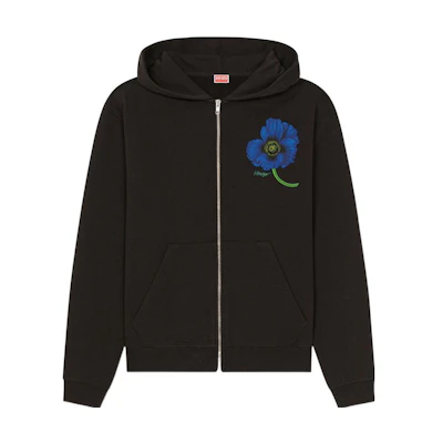 KENZO Nigo FW22 Floral Poppy Zip Hoodie Black Flowers Print. FC65SW4244MF-99J