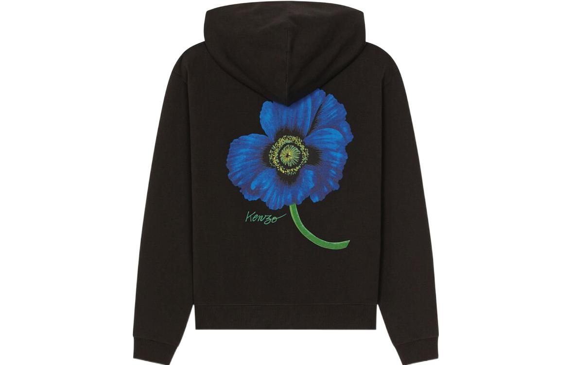 Order KENZO x Nigo FW22 Floral Poppy Zip Hoodie Hitam Cetakan Bunga. FC65SW4244MF-99J