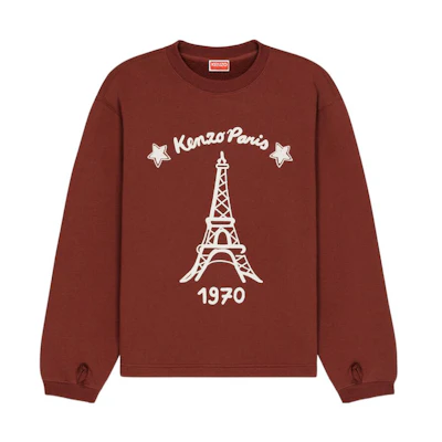 KENZO Nigo FW22 Holiday Eiffel Tower Print Red Long-Sleeve Sweatshirt Mens FC65SW0464MB-23
