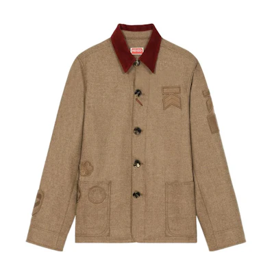 KENZO Nigo FW22 Patchwork Badge Jacket Beige Unisex FC65VE1019RJ-11