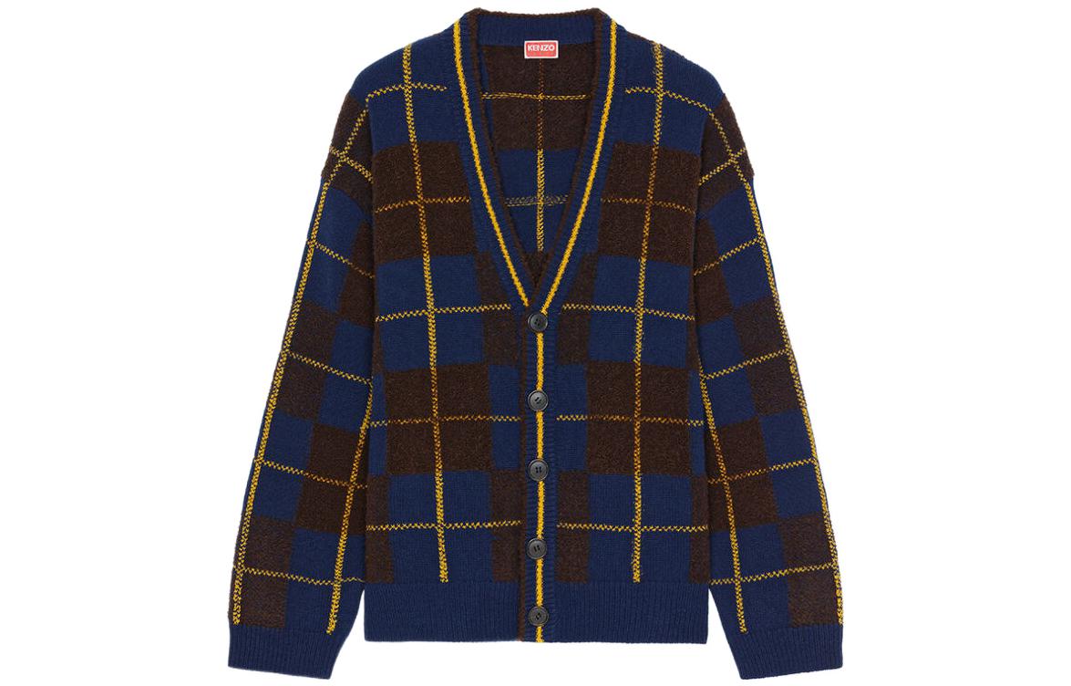 Order KENZO x Nigo FW22 Plaid Wool Long Sleeve Knit Sweater Navy FC65CA3043CL-77