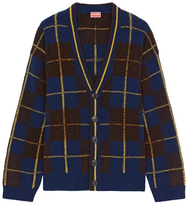 KENZO x Nigo FW22 Plaid Wool Long Sleeve Knit Sweater Navy FC65CA3043CL-77 Order KENZO x Nigo FW22 Plaid Wool Long Sleeve Knit Sweater Navy FC65CA3043CL-77