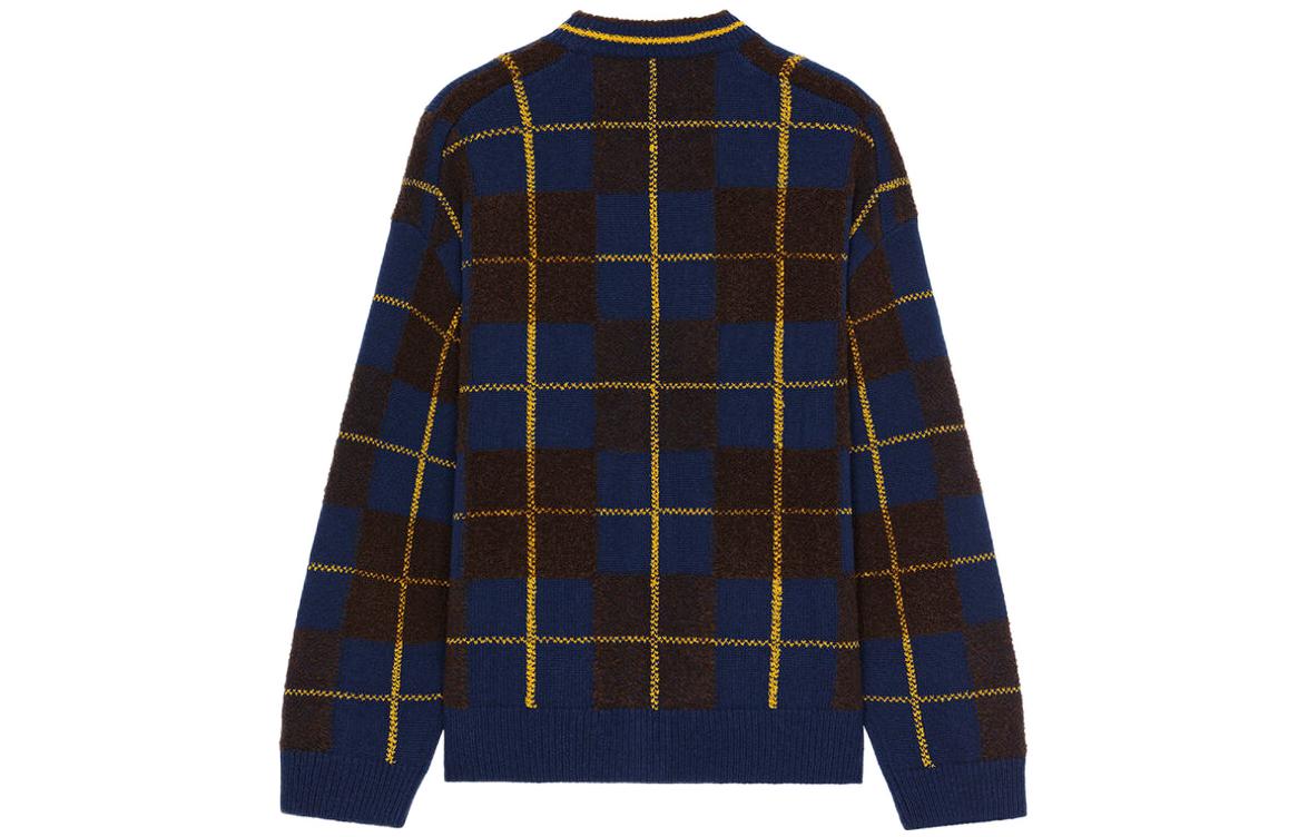 Lookbook KENZO x Nigo FW22 Plaid Wool Long Sleeve Knit Sweater Navy FC65CA3043CL-77