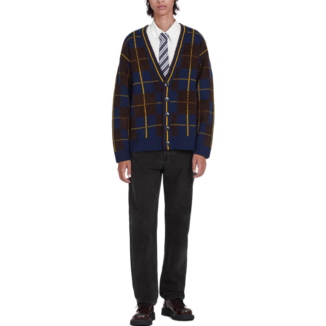 Shop KENZO x Nigo FW22 Plaid Wool Long Sleeve Knit Sweater Navy FC65CA3043CL-77