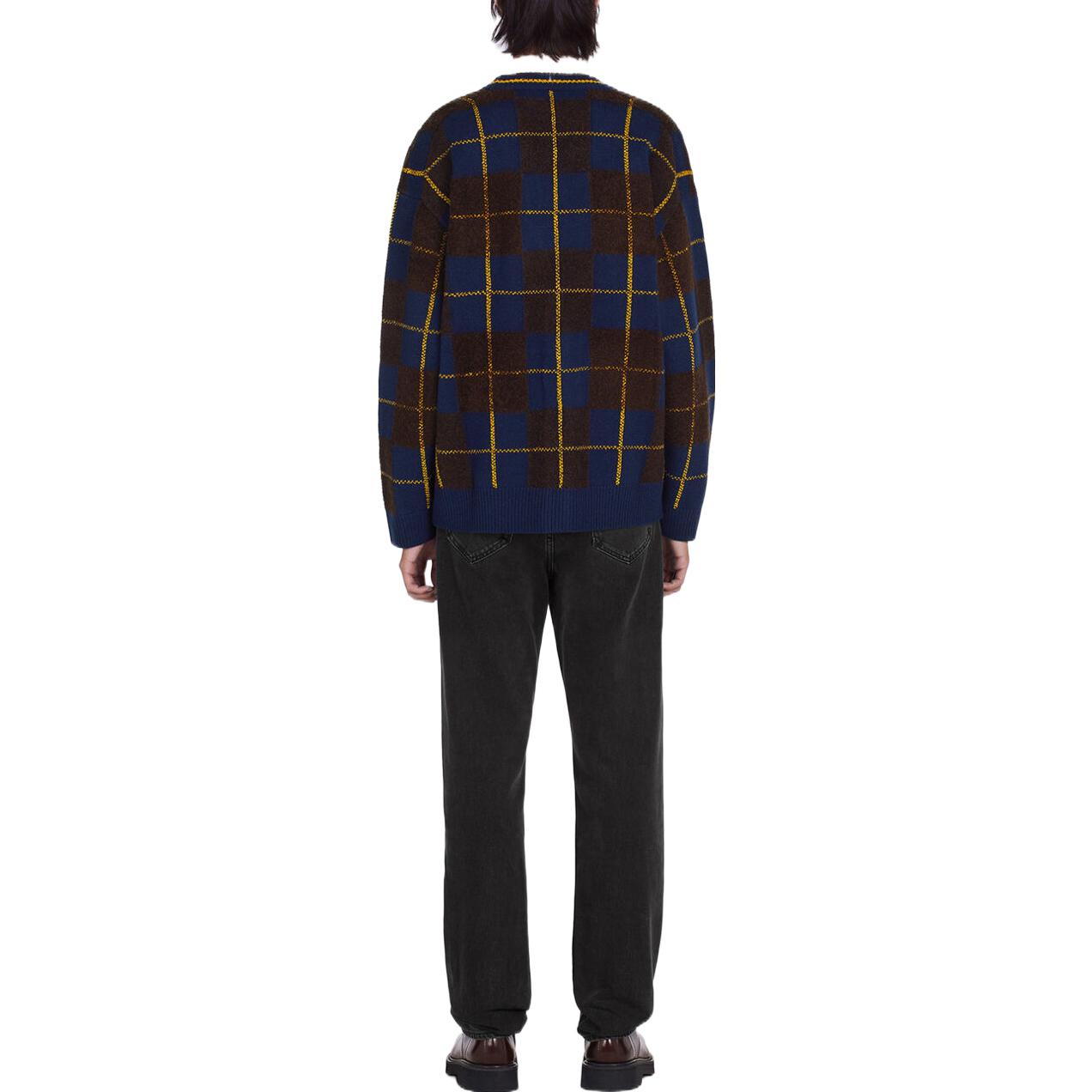 Purchase KENZO x Nigo FW22 Plaid Wool Long Sleeve Knit Sweater Navy FC65CA3043CL-77