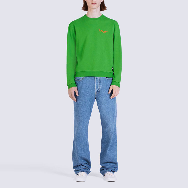 Shop ケンゾー x ニゴ FW22 ポピー フローラル ロゴ プリント グリーン プルオーバー メンズ FC65SW4254MF-57