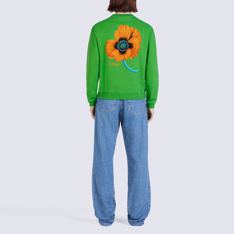 Purchase ケンゾー x ニゴ FW22 ポピー フローラル ロゴ プリント グリーン プルオーバー メンズ FC65SW4254MF-57