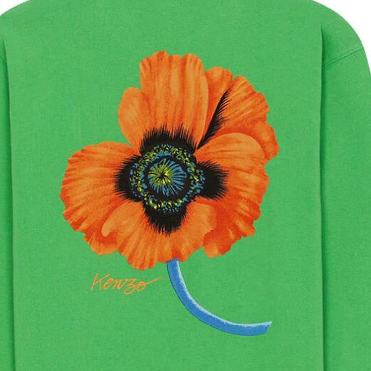 Cheap ケンゾー x ニゴ FW22 ポピー フローラル ロゴ プリント グリーン プルオーバー メンズ FC65SW4254MF-57