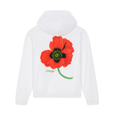 KENZO Nigo FW22 Poppy Hoodie White Casual Fall Collection. FC65SW4244MF-01