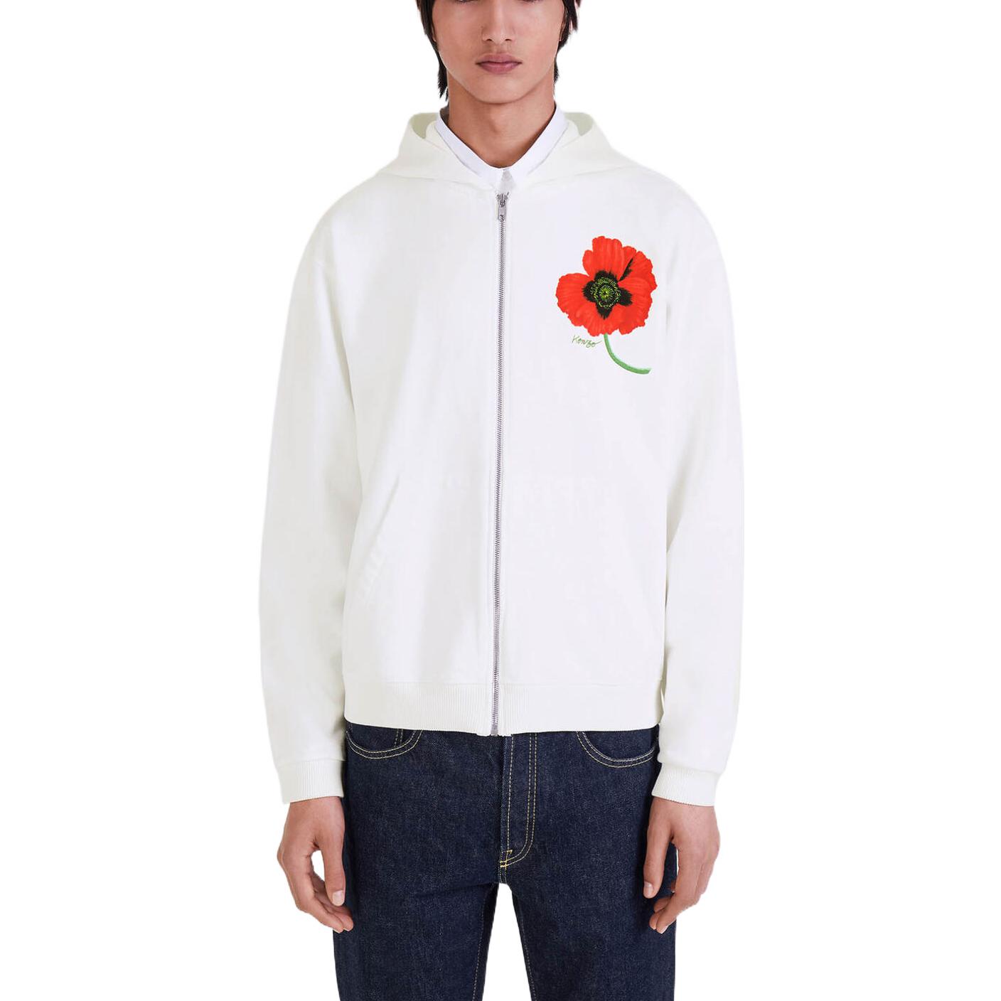 Details for KENZO x Nigo FW22 Poppy Hoodie White  Casual Fall Collection. FC65SW4244MF-01