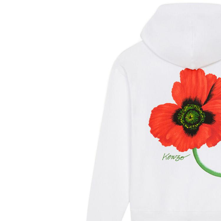 Cheap KENZO x Nigo FW22 Poppy Hoodie White  Casual Fall Collection. FC65SW4244MF-01