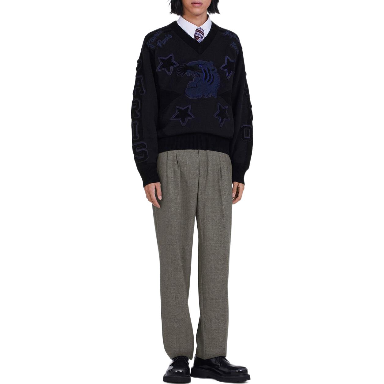 Shop KENZO x Nigo FW22 Tiger Logo Knit Pullover Sweater Unisex Black. FC65PU3293BB-99J