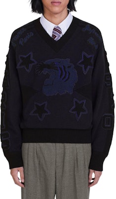 KENZO x Nigo FW22 Tiger Logo Knit Pullover Sweater Unisex Black. FC65PU3293BB-99J Details for KENZO x Nigo FW22 Tiger Logo Knit Pullover Sweater Unisex Black. FC65PU3293BB-99J