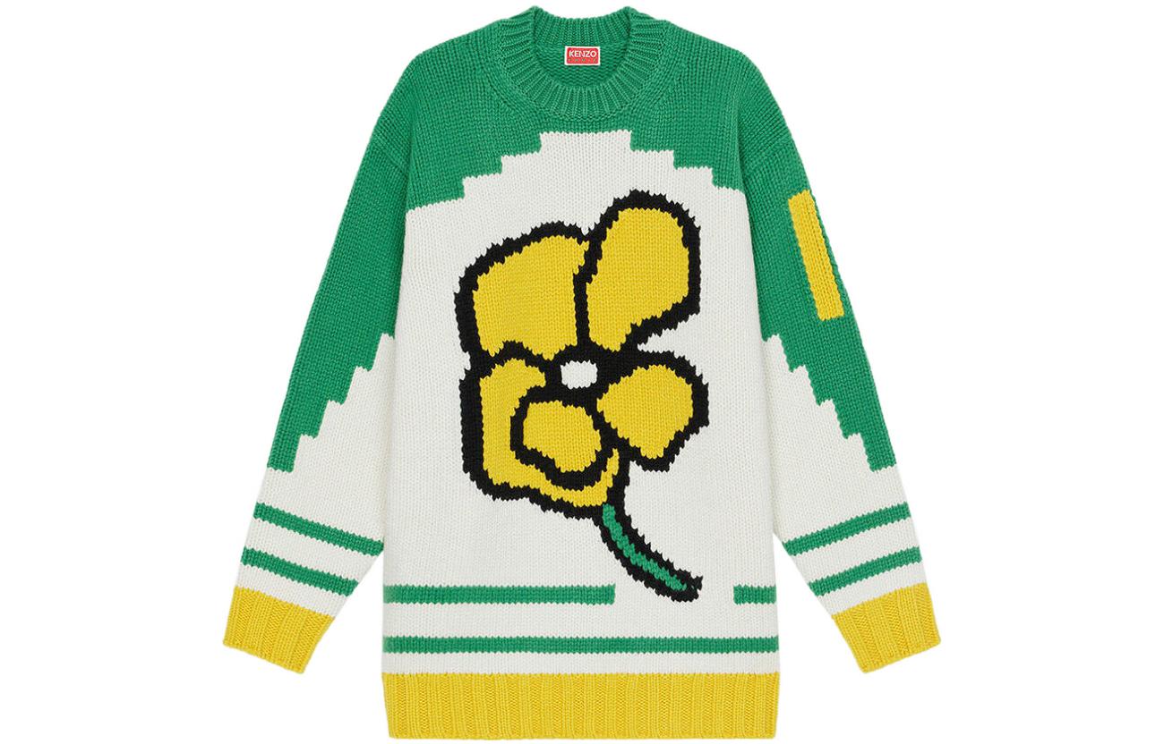 Order 겐조 x 니고 FW22 유니버시티 컬러블록 크루넥 스웨터 유니섹스 그린 FC65PU3143BD-57